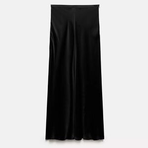 Zara Elegant Satin Black Maxi Skirt